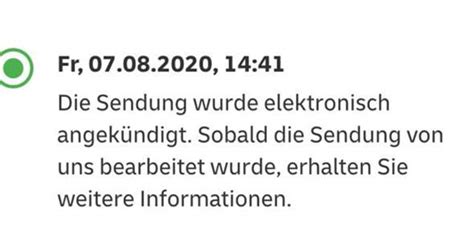 was bedeutet sendung wurde elektronisch angekündigt